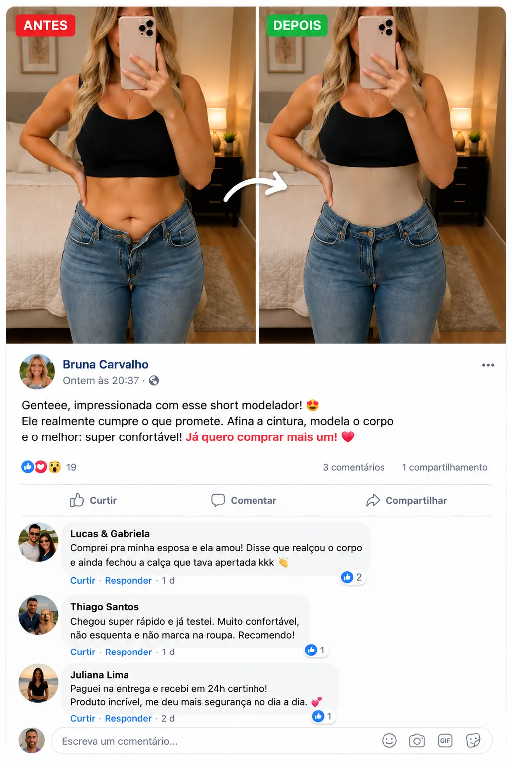 Resultado visual compartilhado por cliente